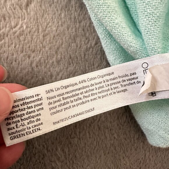 Eileen Fisher Linen Cotton Oversized Tee Shirt SMALL Mint Green - Picture 6 of 6